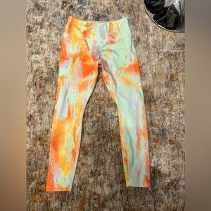 Nike Pants & Jumpsuits | Nike Epic Luxe Leggings | Color: Green/Orange | Size: M